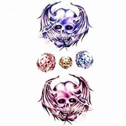 Low Price on 1pc Long-eared Skull Waterproof Tattoo Sample Mold Temporary Tattoos Sticker for Body Art(18.5cm8.5cm)