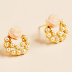 Low Price on OL elegant pearl earrings earrings rose flower earrings female (random color)