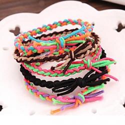 Low Price on Spell Color Hand Woven Elastic Collision Matching Bracelet Rope Hair Bands (Color Random)