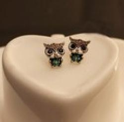 Low Price on 42#Min.order is $10 (mix order).Europe and the United States jewelry, fine crystal owl earrings.(Free Shipping)
