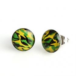 Low Price on Fashion Green Camouflage Stainless Steel Stud Earrings