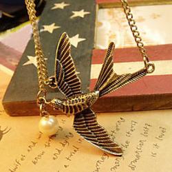 Low Price on European and American style retro fashion simple wild bird pearl sweater chain autumn N506
