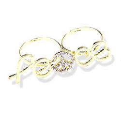 Low Price on European And American Original Single Retro Cute Peace Letters Bicyclic Ring