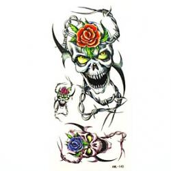 Low Price on Waterproof Beauty Skull Temporary Tattoo Sticker Tattoos Sample Mold for Body Art(18.5cm8.5cm)